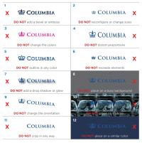 12 visual examples of different logo restrictions. See legend below the image for descriptions.